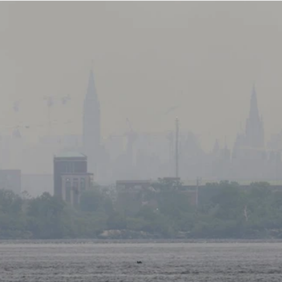View of Parliament Hill in Ottawa from Bates Island
